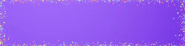 Festliches Konfetti Feierstars Bunte Sterne Dicht Auf Violettem Hintergrund Lebende — Stockvektor