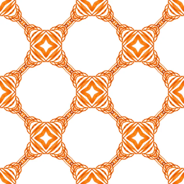 有機的な緑の境界線の流行 オレンジかわいいBohoシックな夏のデザイン 繊維準備ができてまともな印刷 水着生地 有機タイル — ストック写真