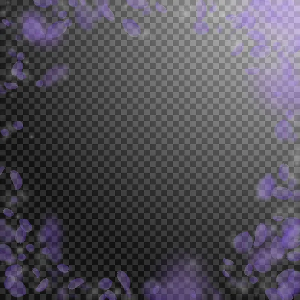 Фіолетові Пелюстки Квітів Падають Вниз Надзвичайно Романтичні Квіти Пихаті Літаюча — стоковий вектор