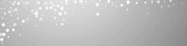 Bílé Tečky Vánoční Pozadí Jemné Létající Sněhové Vločky Hvězdy Šedém — Stockový vektor