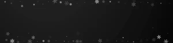 Sparse Snowfall Christmas Background Subtle Flying Snow Flakes Stars Black — 스톡 벡터