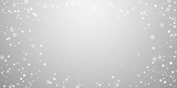 神奇的星星随意的圣诞背景 淡淡的雪花 淡淡的灰色背景上的星星 迷人的冬季银片覆盖模板 活的病媒说明 — 图库矢量图片