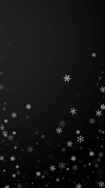 Escasa Nevada Fondo Navidad Sutiles Copos Nieve Voladores Estrellas Sobre — Vector de stock