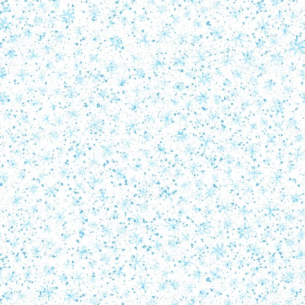 Mão Desenhado Azul Flocos Neve Natal Sem Costura Padrão Flocos — Fotografia de Stock