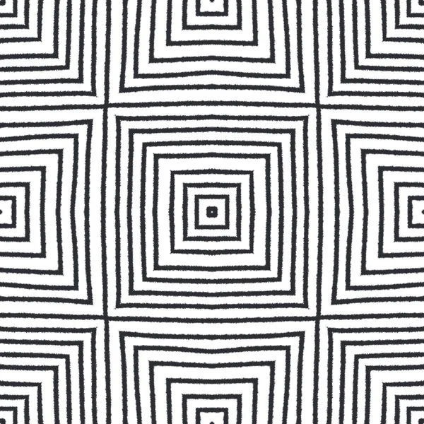 Striped Hand Drawn Pattern Black Symmetrical Kaleidoscope Background Textile Ready — 스톡 사진