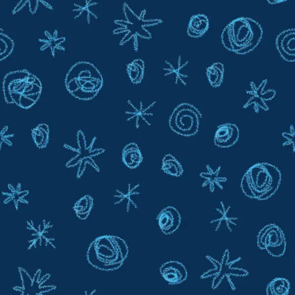 Copos Nieve Azules Dibujados Mano Patrón Sin Costuras Navidad Copos —  Fotos de Stock