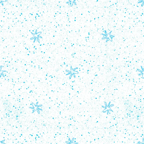 Hand Drawn Blue Snowflakes Christmas Seamless Pattern Subtle Flying Snow — 스톡 사진