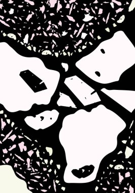 Terrazzo modern soyut şablon. Klasik İtalyan döşemesinin siyah ve beyaz dokusu. Taşlardan, granitten, kuvarstan, mermerden, betondan yapılmış arka plan. Venedik terrazzo trend vektör arkaplanı