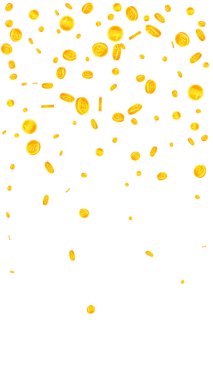 Kore bozuk paraları düştü. Olağanüstü dağınık WON paraları. Kore parası. Büyük ikramiye, servet ya da başarı konsepti. Vektör illüstrasyonu.