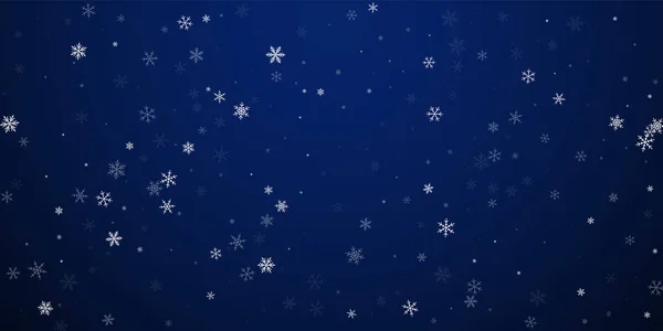 Sparse Snowfall Christmas Background Subtle Flying Snow Flakes Stars Dark — 스톡 벡터