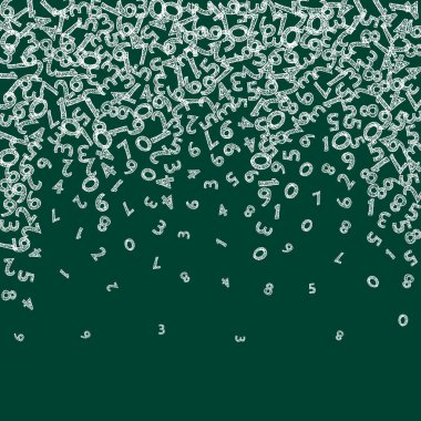 Düşen tebeşir numaraları. Uçan parmaklarla matematik çalışma konsepti. Tahta arka plandaki matematik afişine geri dönüyorum. Düşen sayılar vektör illüstrasyonu.