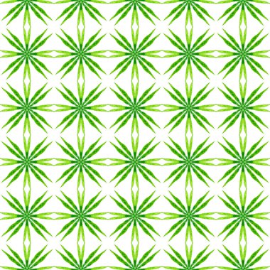 Suluboya yaz etnik sınır düzeni. Yeşil güzel boho şık yaz tasarımı. Tekstil hazır olağanüstü baskı, mayo kumaş, duvar kağıdı, ambalaj. Etnik el boyası desen.