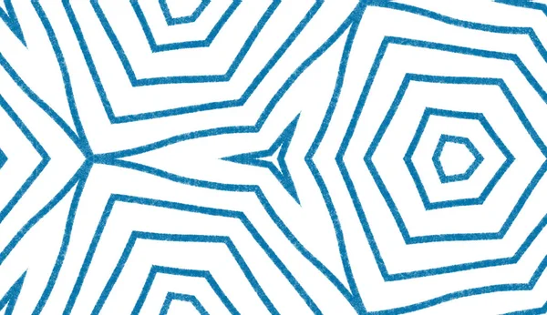 Bezešvé Medailonky Modré Symetrické Kaleidoskopické Pozadí Textilní Hotový Nesmazatelný Potisk — Stock fotografie