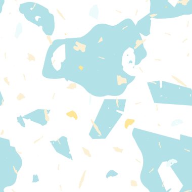 Terrazzo kusursuz desen. Mavi klasik döşeme dokusu. Doğal taşlardan, granitten, kuvarstan, mermerden, betondan yapılmış arka plan. Terrazzo pürüzsüz desenli serin renklerde. 