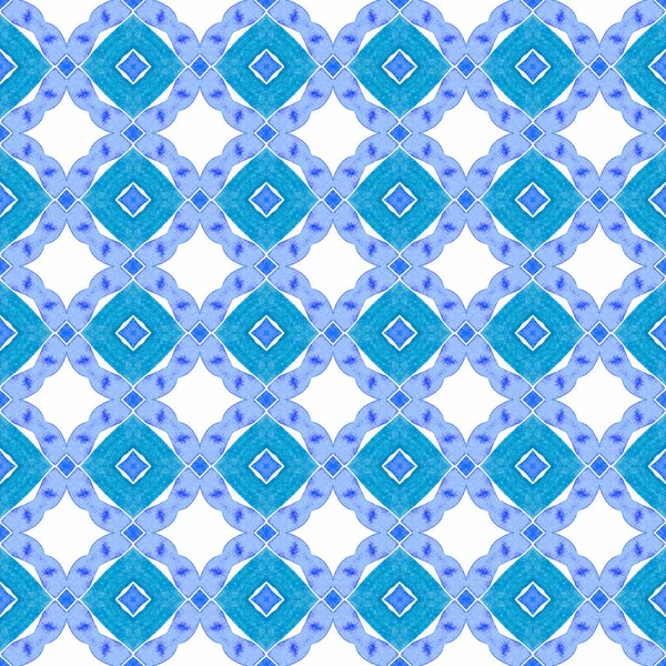 Ikat Repetindo Design Roupa Banho Azul Radiante Boho Design Chique — Fotografia de Stock