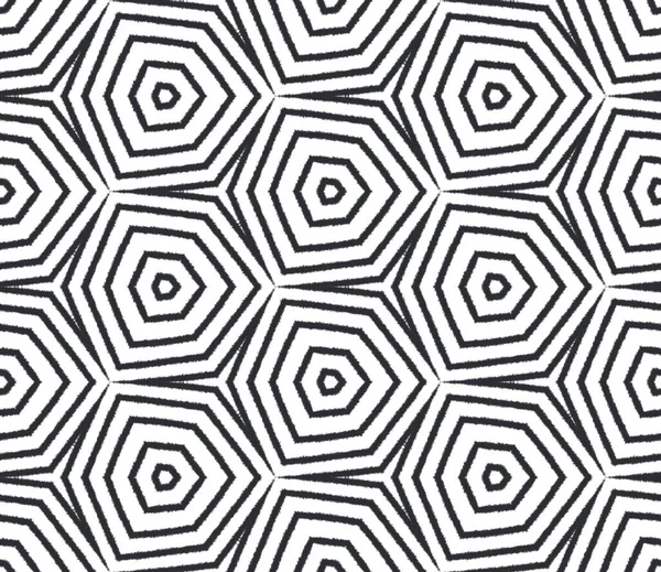 Ikat Repeating Swimwear Design Black Symmetrical Kaleidoscope Background Summer Ikat — Stock Photo, Image