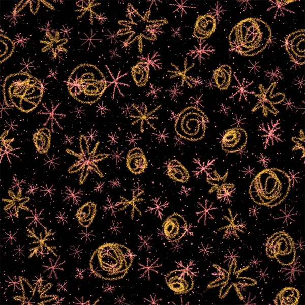 Disegnato Mano Fiocchi Neve Rosso Natale Senza Soluzione Continuità Pattern — Foto Stock