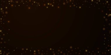 Kış yıldızlı, karlı Noel örtüsü. Noel ışıkları, bokeh, kar taneleri, gece arkaplanda yıldızlar. Lüks, gerçek, ışıl ışıl bir şablon. Kayda değer vektör illüstrasyonu.