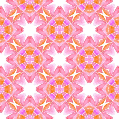 Yeşil geometrik sembolün suluboya sınırı. Turuncu güçlü boho şık yaz tasarımı. Tekstil hazır güzel baskı, mayo kumaş, duvar kağıdı, ambalaj. Sembol suluboya deseni.