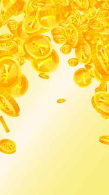 Çin Yuan paraları düşüyor. Güzel dağınık NY paraları. Çin parası. Büyük ikramiye, servet ya da başarı konsepti. Vektör illüstrasyonu.