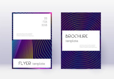 Şablon tasarımı çok şık. Koyu mavi arka planda gökkuşağı soyut çizgileri. Kapak tasarımı getiriliyor. Popüler katalog, poster, kitap şablonu vs..