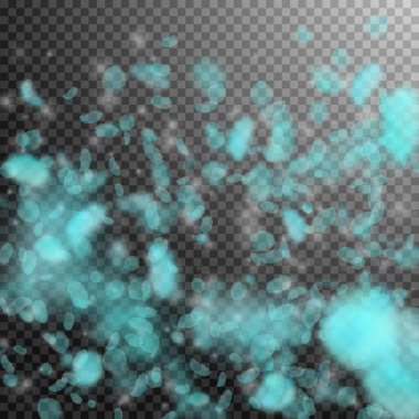 Turkuaz çiçek yaprakları dökülüyor. Kusursuz romantik çiçekler gradyanı. Şeffaf kare arka planda uçan taç yaprakları. Aşk, romantizm kavramı. Nefes kesici düğün davetiyesi.