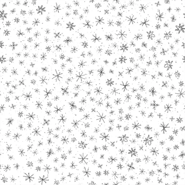 Disegnato Mano Grigio Fiocchi Neve Christmas Seamless Pattern Fiocchi Neve — Foto Stock