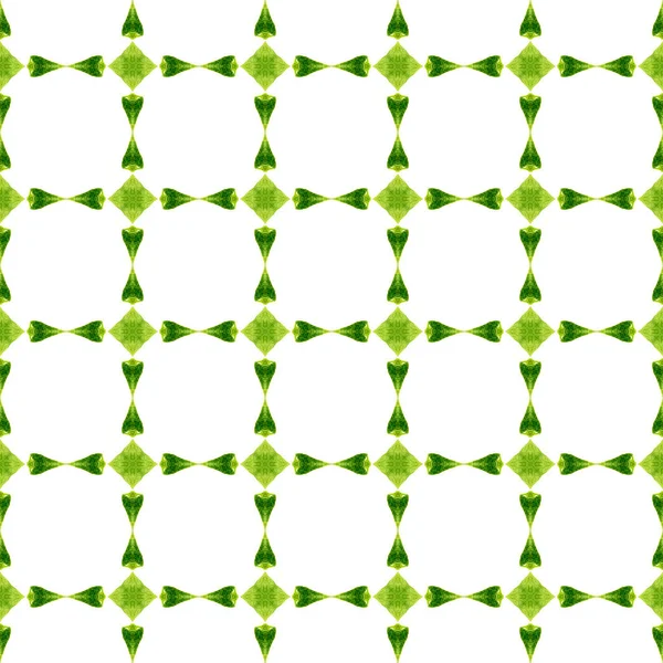 民族の手描きのパターン 緑の現代的なBohoシックな夏のデザイン 繊維準備ができて本格的なプリント 水着生地 水彩夏の民族の国境パターン — ストック写真