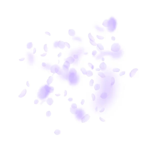 Лепестки Фиолетовых Цветов Падают Захватывающий Романтический Взрыв Цветов Летающий Лепесток — стоковый вектор