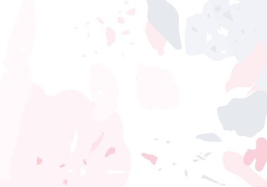 Terrazzo modern soyut şablon. Klasik İtalyan döşemesinin pembe ve gri dokusu. Venedik terrazzo trend vektör arka planı Taşlardan, granitten, kuvarstan, mermerden, betondan yapılmış. 