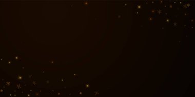 Kış yıldızlı, karlı Noel örtüsü. Noel ışıkları, bokeh, kar taneleri, gece arkaplanda yıldızlar. Lüks, gerçek, ışıl ışıl bir şablon. Adil vektör illüstrasyonu.