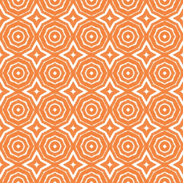 Exotic seamless pattern. Orange symmetrical kaleidoscope background. Summer swimwear exotic seamless design. Textile ready glamorous print, swimwear fabric, wallpaper, wrapping.