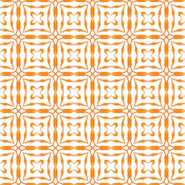 Tekstil hazır fevkalade baskı, mayo kumaş, duvar kağıdı, ambalaj. Turuncu tuhaf boho şık yaz tasarımı. Mozaik kusursuz desen. El çizimi yeşil mozaik pürüzsüz sınır.