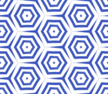 Egzotik, pürüzsüz desen. İndigo simetrik kaleydoskop arka planı. Yaz mayosu, egzotik, pürüzsüz tasarım. Tekstil hazır şaşırtıcı baskı, mayo kumaş, duvar kağıdı, ambalaj..