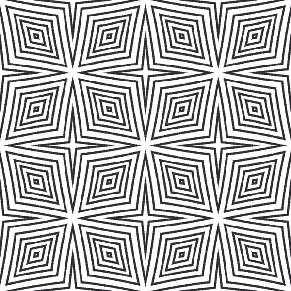 Ikat Opakující Design Plavek Černé Symetrické Kaleidoskopické Pozadí Textilní Potisk — Stock fotografie