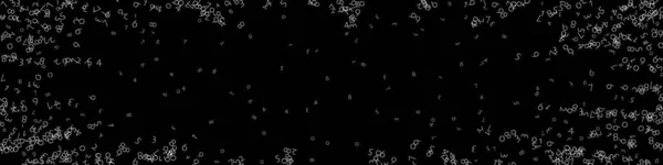 減少する数字 ビッグデータの概念 バイナリホワイト混沌とした飛行桁 黒を背景にちょっと未来的なバナー 数字が落ちているデジタルベクトル図 — ストックベクタ