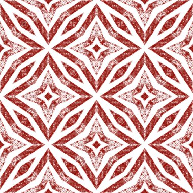 Etnik elle boyanmış desen. Şarap kırmızısı simetrik kaleydoskop arka planı. Tekstil hazır canlı baskı, mayo kumaş, duvar kağıdı, ambalaj. Yazlık elbise, elle boyanmış fayans..