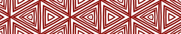 Ikat Herhaalt Naadloze Grens Maroon Symmetrische Caleidoscoop Achtergrond Zomer Ikat — Stockfoto