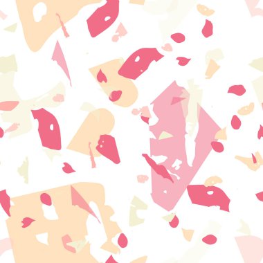 Terrazzo kusursuz desen. Taşlı turuncu gerçekçi mermer dokusu. Doğal taşlardan, granitten, kuvarstan, mermerden, betondan yapılmış arka plan. Terrazzo pürüzsüz desenli serin renklerde.