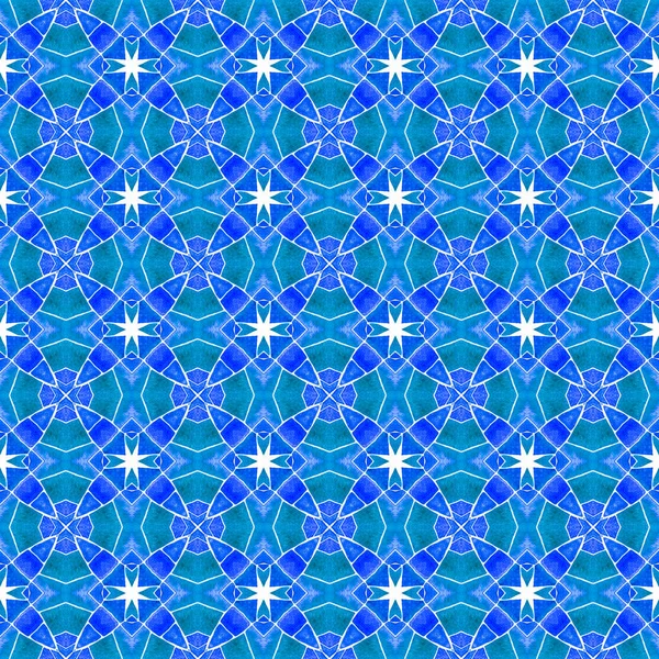 Organic Tile Blue Decent Boho Chic Summer Design Textile Ready —  Fotos de Stock