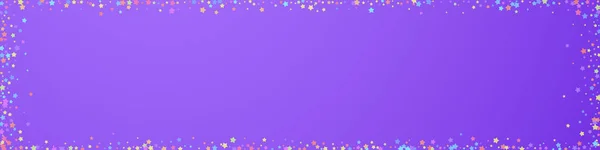 Feestelijke Stralende Confetti Feeststerren Kleurrijke Sterren Violette Achtergrond Levend Feestelijk — Stockvector