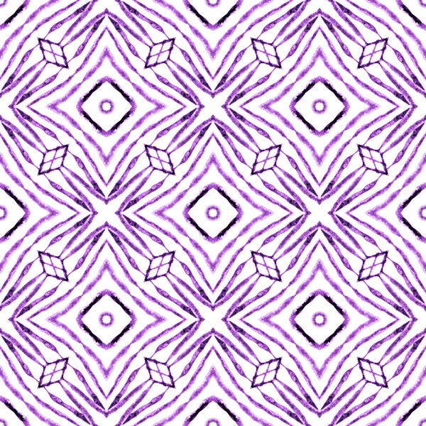Watercolor Medallion Seamless Border Purple Beauteous Boho Chic Summer Design — Foto de Stock