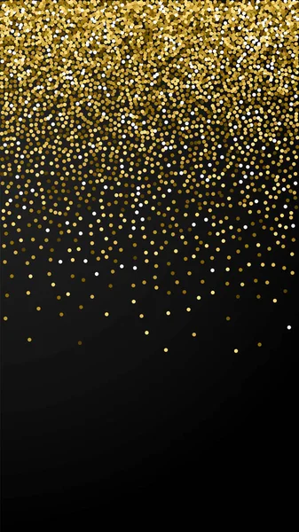 Круглий Золотий Блиск Розкішний Ігристий Конфетті Розсіяні Дрібні Золоті Частки — стоковий вектор