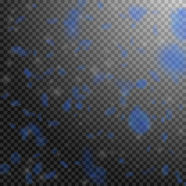 Pétales Fleurs Bleu Foncé Tombant Merveilleuses Fleurs Romantiques Tombant Pluie — Image vectorielle