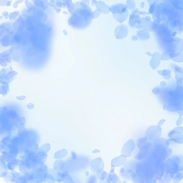Pétales Fleurs Bleu Foncé Tombant Superbe Vignette Fleurs Romantiques Pétale — Image vectorielle