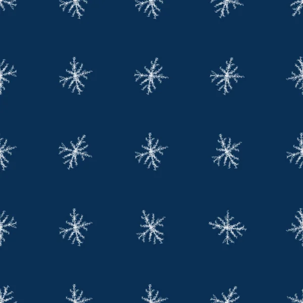 Disegnato Mano Bianco Fiocchi Neve Natale Senza Cuciture Pattern Fiocchi — Foto Stock