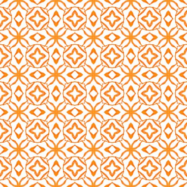 Tekstil hazır ekstatik baskı, mayo kumaş, duvar kağıdı, ambalaj. Turuncu havalı boho şık yaz tasarımı. Yaz, egzotik, pürüzsüz sınır. Egzotik, pürüzsüz desen.