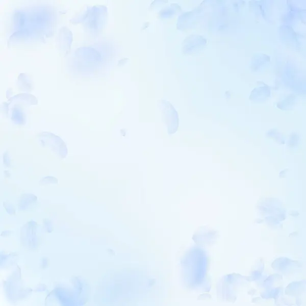 Pétales Fleurs Bleu Clair Tombant Tentante Vignette Fleurs Romantiques Pétale — Image vectorielle