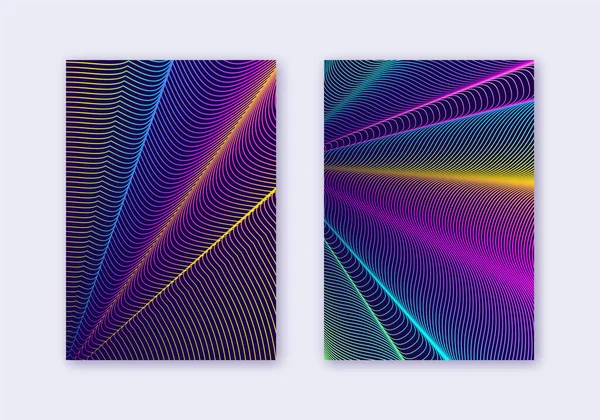 Ensemble Gabarits Couverture Lignes Abstraites Présentation Brochure Moderne Rainbow Dégradés — Image vectorielle