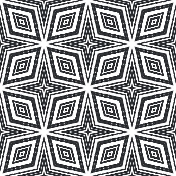 Geometrikus Zökkenőmentes Minta Fekete Szimmetrikus Kaleidoszkóp Háttér Textil Kész Vonzó — Stock Fotó